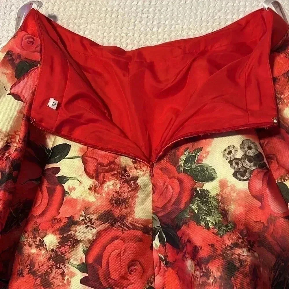 Amelia Couture Flared Floral Mini Skirt W12 - Picture 3 of 5